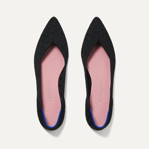 Rothy’s The Point Toe Ballet Flat Slip-On Soft Fabric in Black Size W9.5 NWOT - Picture 1 of 7